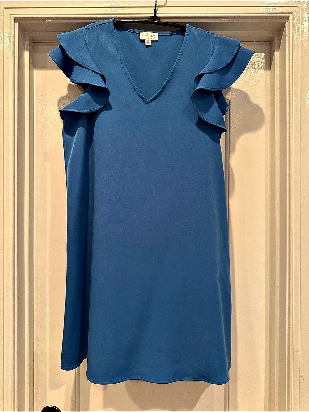 Mud Pie Ruffle Sleeve Dress Mini Dress in Blue Size Medium